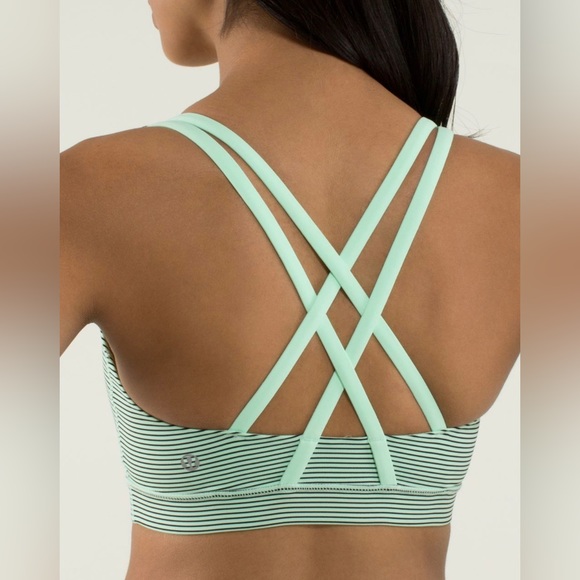 🩵 Lululemon Energy Bra - Mini Hyper Stripe Fresh Teal - Picture 1 of 7